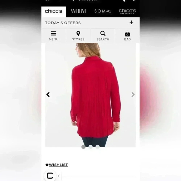 CHICO'S SIZE 2 (Large) Turquoise Pleated Back Button Down Blouse - Picture 11 of 11